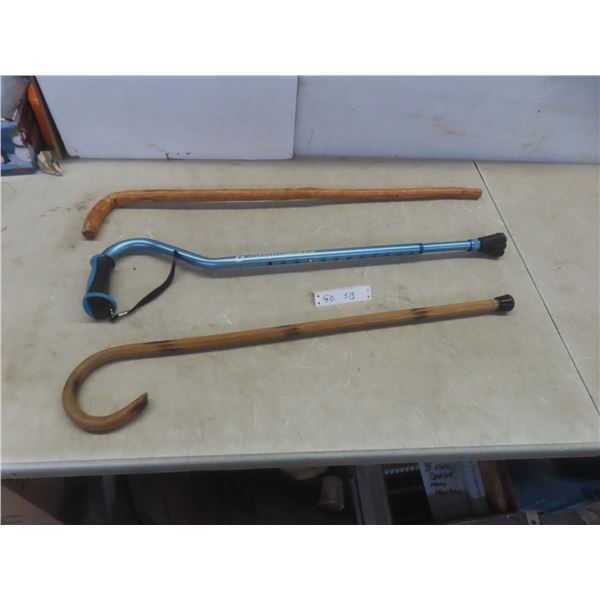 3 Canes: Wooden and Adjustable Aluminum