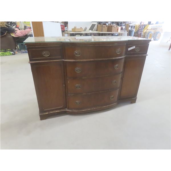 Walnut Buffet with Glass Top, 35" × 21" × 54"