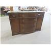 Image 1 : Walnut Buffet with Glass Top, 35" × 21" × 54"