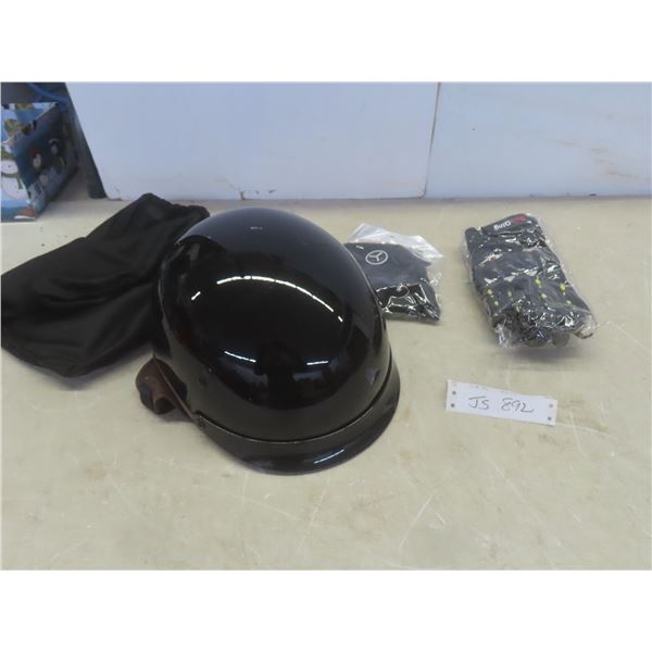 New Motorcycle Half-Helmet, Size XXL, with Gloves