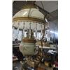 Image 9 : Victorian Hanging Parlor Lamp with Prisms and a Floral Hand 