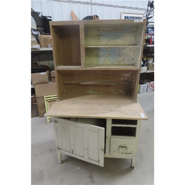 Antique Painted Step-Back Hutch/Cupboard