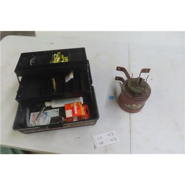 Railway Wall Mount Lamp, Fishing Box with Some Tackle 