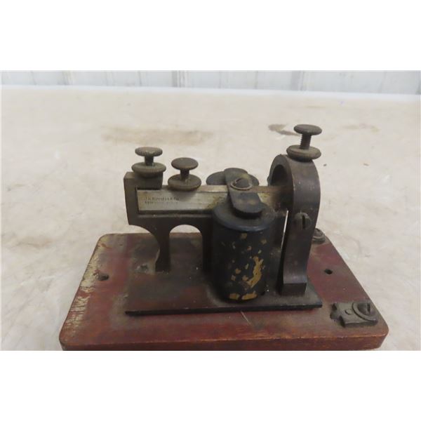 Vintage J.H. Bunnell and Co. Electric Main Line Sounder – Wood Base, Brass Parts