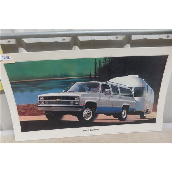 Vintage 1984 Chevrolet Dealership Cardboard Sign – GM Chevy Truck Dealer Display, 12" × 18"