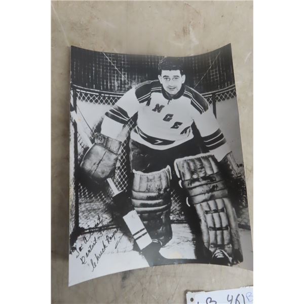 Vintage Autograph of Chuck Rayner, New York Rangers Goalie, 1945–1953 (Born Sutherland, Sask)