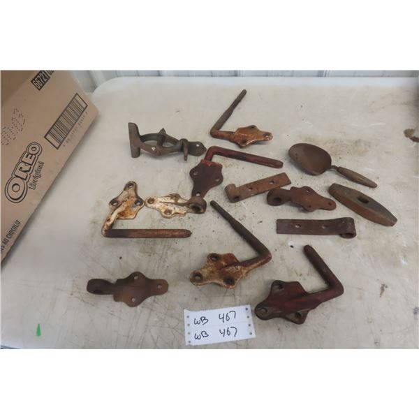 Antique Gate Hardware, Blacksmith Hammer Head, Sawset Vice and Spoon