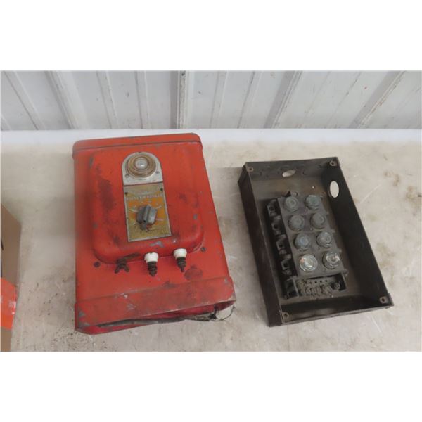 Vintage Parmak Electric Fencer Control Box and Electrical Fuse Panel Box
