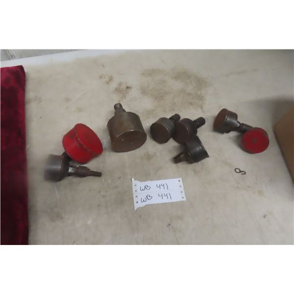 8 Antique Hit and Miss Engine Grease Oilers – Various Sizes