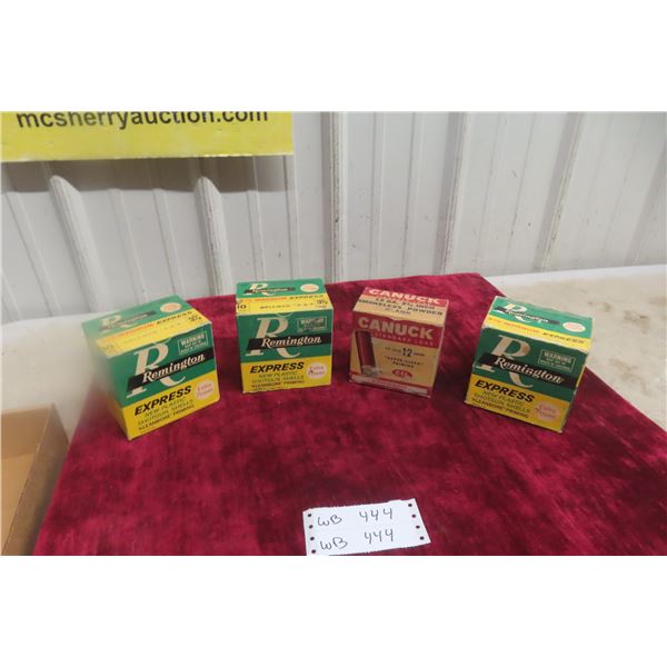 4 Vintage Remington Express and Canuck Shotgun Shell Empty Boxes