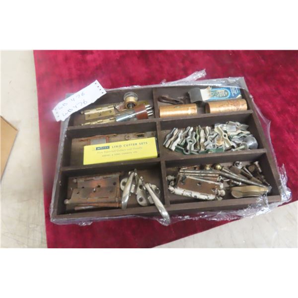 Vintage Hardware Lot: Ice Box Latches, Hinges, Door Viewer, Fuses, and More