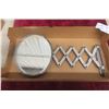 Image 1 : Antique Railroad Caboose Wall-Mounted Accordion Scissor-Style Hinged Bevelled Mirror – Extends 26"