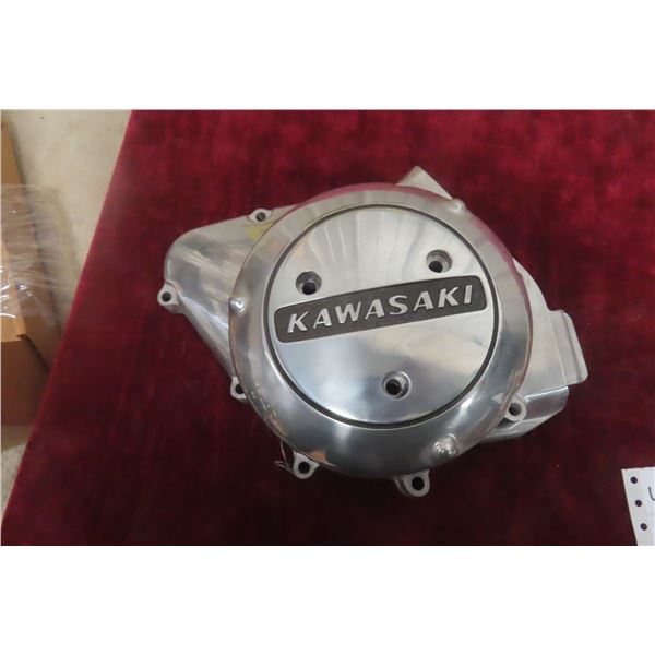 Vintage 1970s Kawasaki KZ750B Motorcycle OEM LH Engine Cover, Part No. 14031-092-80 – New Old Stock