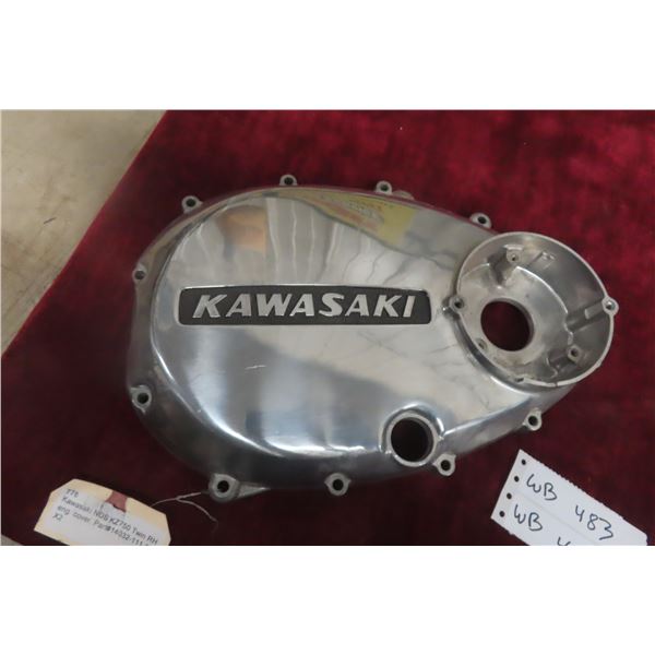 Vintage 1976–79 Kawasaki KZ750B Twin Motorcycle OEM LH Engine Cover, Part No. 14032-111-80