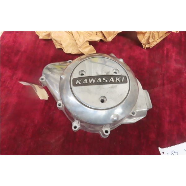 Vintage 1976–79 Kawasaki KZ750 Twin Motorcycle OEM LH Engine Cover, Part No. 14031-092-80