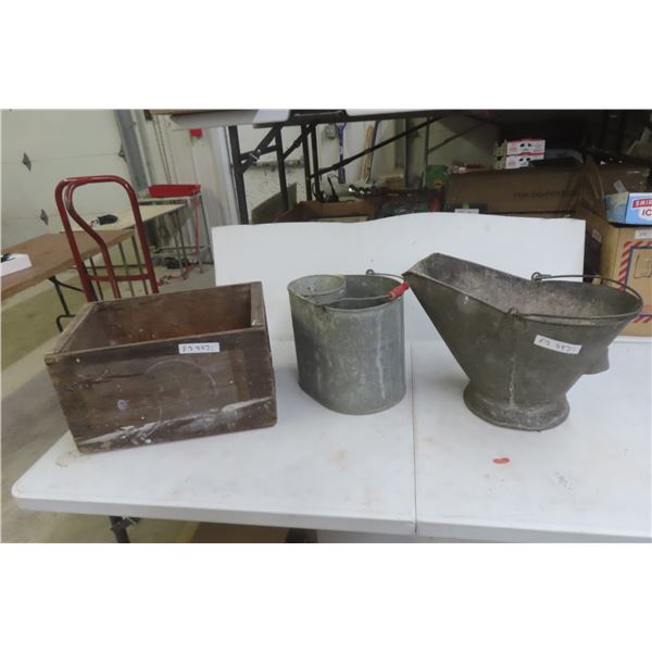 Coal Pail, Mop Pail and Crate