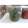 Image 2 : Military Food Container, 16"H × 4" Diameter, and Wood Tool Box, 