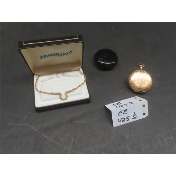 Fashion Bracelet and Bondale Pocket Watch with Case – Not Working