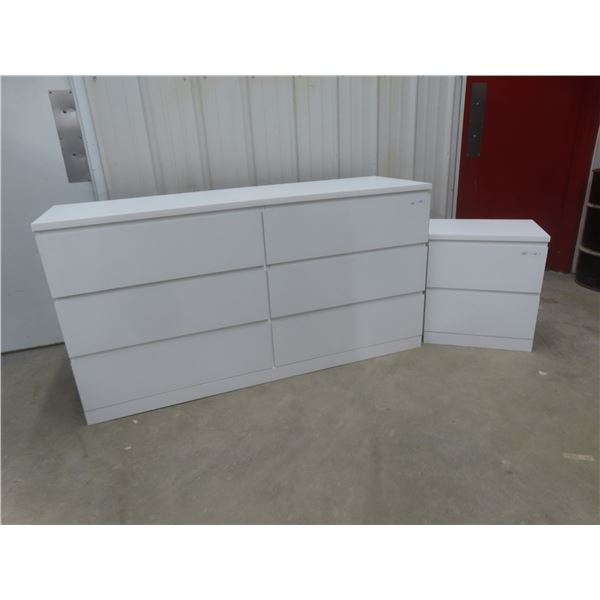 Ashley Onita White Double Dresser and Nightstand – Modern Style, Crisp White Finish.