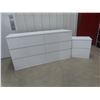 Image 1 : Ashley Onita White Double Dresser and Nightstand – Modern Style, Crisp White Finish.