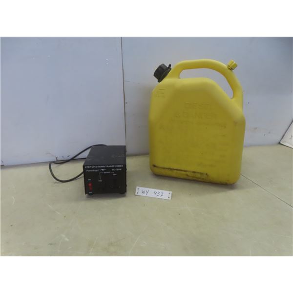 5-Gallon Diesel Container and Step-Up/Step-Down Transformer