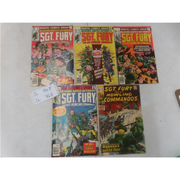 Marvel Sgt. Fury and Howling Commandos Comics – Yrs. 1969–79 – Qty 5