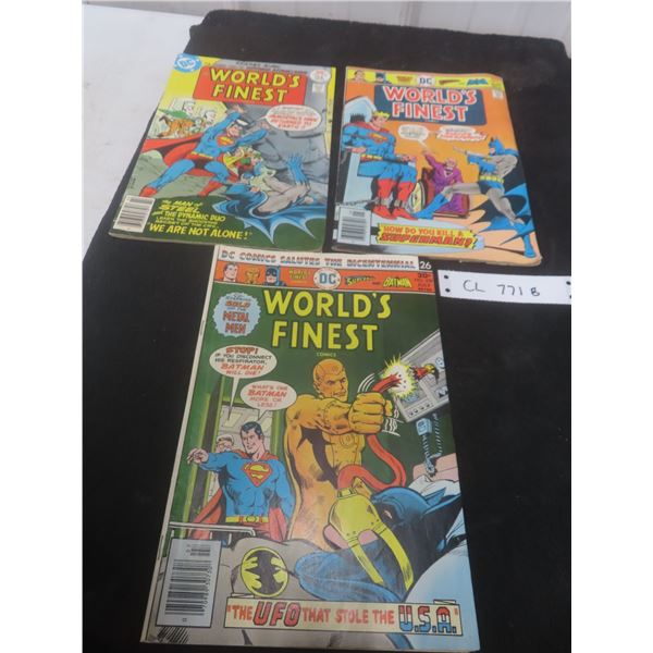 DC "World's Finest" Superman and Batman Comics – Yrs. 1976–77 – Qty 3