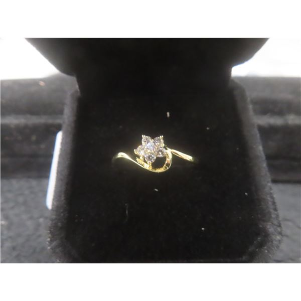 New 14K Gold Plated Simulated Diamond (CZ) Flower Ring – Size 7