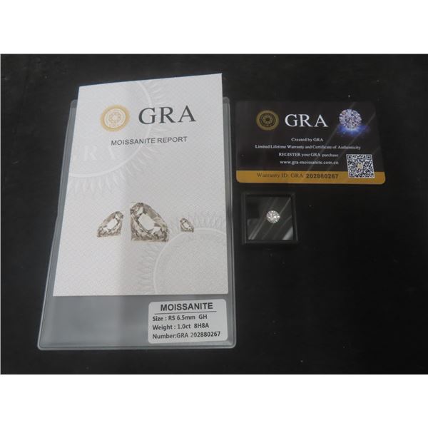 New 1ct Moissanite Lab Diamond – Round Brilliant Cut, GH-VVS1, GRA Report
