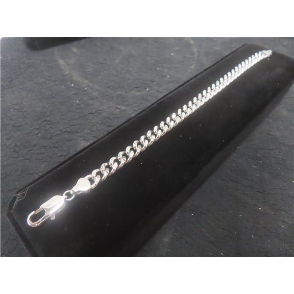 New Platinum Plated 8.0mm Cuban Link Bracelet – 8" Long