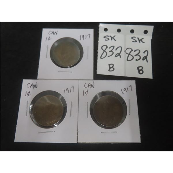 1917 Canada Large Cents – Qty 3