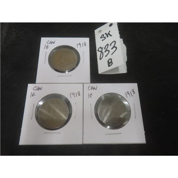 1918 Canada Large Cents – Qty 3