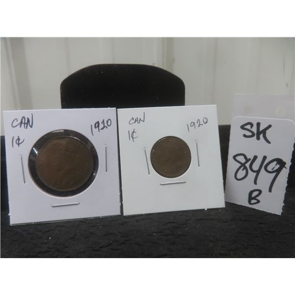 1920 Canada Small Penny and 1920 Canada Large Penny – Qty 2