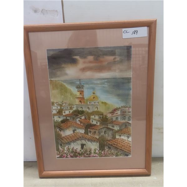Watercolour "Spanish Village" by Marco Antonio, 15" × 18", Professionally Framed