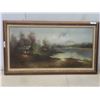 Image 1 : Framed Oil on Canvas, Wilderness Scene, Signed "Hartmann", 25" × 45", Original
