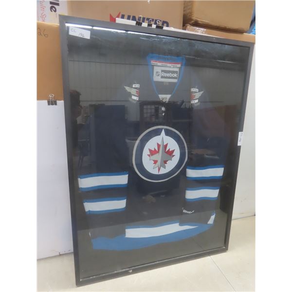 Winnipeg Jets Framed Window Box Jersey, 31" × 41", Professionally Done