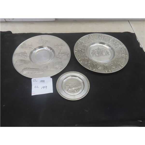 Zinn Made in W Germany 94% Pewter Wall Plates 150th Anniversary 1835-1985 Coat of Arms Plate