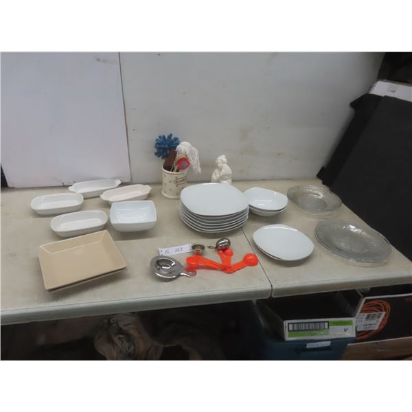 22-Piece Dishware Set; Scrubber Container with Brushes