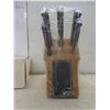 Image 4 : New Royale 5-Piece Knife Set with Butcher Block Stand and Built-In Knife Sharpener