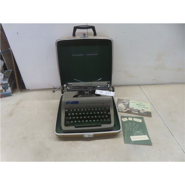 Antique Royal Heavy Steel Typewriter in Fitted Carrying Case with Rare Green-Coloured Keys [x=#8211/