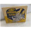 Image 15 : 6 Antique Tins and Antique Slicer/Shredder in Original Box
