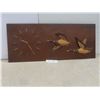 Image 1 : MCM Girotti Deluxe Clock and Sculpted Chalkware Geese in Flight on Mahogany, 33" × 13.5"