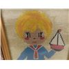 Image 6 : Framed Victorian Tapestry and Pair of Framed 1940s Needlepoints of Girl and Boy – Largest 1