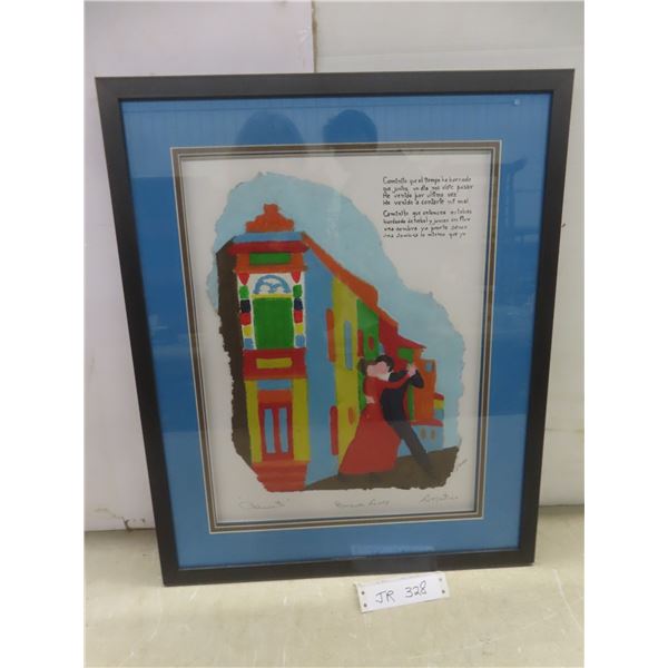 Large Framed Art Piece of Dancers in Buenos Aires, Argentina, in Shadow Box, 22" × 18"