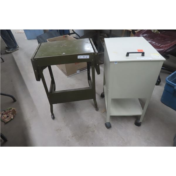 2 Metal Rolling Typewriter Stands 