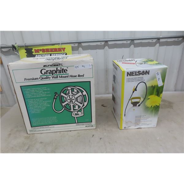 New Suncast Wall Mount Hose Reel, New Nelson 2 Gallon 