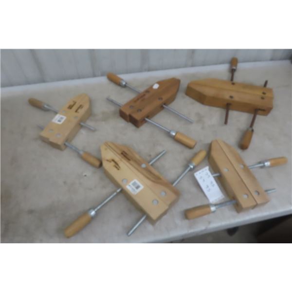 5 Mastercraft Wood Clamps, Most are 10'' - Appear New.