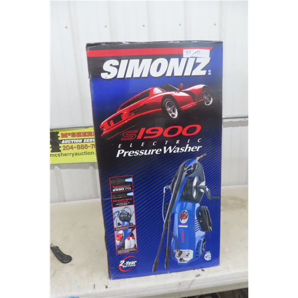 New Simoniz Electric Pressure Washer 1900lbs 