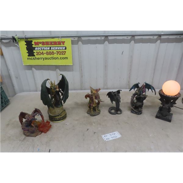 6 Dragons/Destiny Ornaments and Lamp 