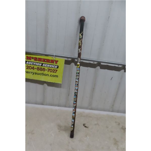 Walking Stick with German Badges 